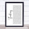 George Michael Fantasy White Script Song Lyric Music Wall Art Print