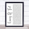 George Michael Kissing A Fool White Script Song Lyric Music Wall Art Print