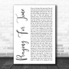 George Michael Praying For Time White Script Song Lyric Music Wall Art Print