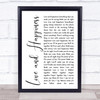 Al Green Love And Happiness White Script Song Lyric Music Wall Art Print