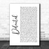 Anastacia Defeated White Script Song Lyric Music Wall Art Print