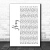 Bobby Goldsboro Honey White Script Song Lyric Music Wall Art Print