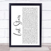 Adam Levine Lost Stars White Script Song Lyric Music Wall Art Print