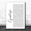 Avenged Sevenfold Gunslinger White Script Song Lyric Music Wall Art Print