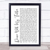 Luther Vandross Dance With My Father White Script Song Lyric Music Wall Art Print