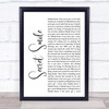 Semisonic Secret Smile White Script Song Lyric Music Wall Art Print