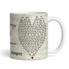 Any Song Lyrics & Names Script Heart Gift Tea Coffee Personalized Mug