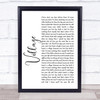 Cam Village White Script Song Lyric Music Wall Art Print