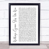 Jefferson Starship Nothing's Gonna Stop Us Now White Script Song Lyric Music Wall Art Print