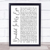 Joshua Kadison Beautiful In My Eyes White Script Song Lyric Music Wall Art Print