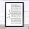 Lana Del Rey Video Games White Script Song Lyric Music Wall Art Print