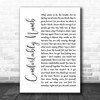 Pink Floyd Comfortably Numb White Script Song Lyric Music Wall Art Print