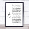 Miguel Adorn White Script Song Lyric Music Wall Art Print