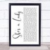 Tom Jones She's A Lady White Script Song Lyric Music Wall Art Print