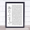 Whitney Houston Greatest Love Of All White Script Song Lyric Music Wall Art Print