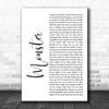 Gabbie Hanna Monster White Script Song Lyric Music Wall Art Print