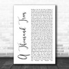 Stereophonics A Thousand Trees White Script Song Lyric Music Wall Art Print