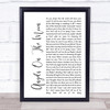 Thriving Ivory Angels On The Moon White Script Song Lyric Music Wall Art Print