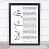 Wait For Her White Script Song Lyric Music Wall Art Print