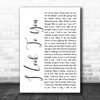 Whitney Houston I Look To You White Script Song Lyric Music Wall Art Print