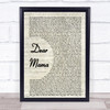 2Pac Dear Mama Song Lyric Vintage Script Quote Print