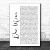 2Pac Dear Mama White Script Song Lyric Quote Print