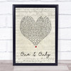 Adele One And Only Script Heart Song Lyric Quote Print