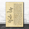 Arcade Fire Wake Up Rustic Script Song Lyric Quote Print