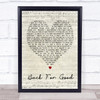 Back For Good Take That Script Heart Song Lyric Quote Print