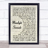 Barry Manilow Moonlight Serenade Song Lyric Vintage Script Quote Print