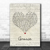 Ben Folds Gracie Script Heart Song Lyric Quote Print