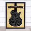 Gabrielle Aplin Salvation Black Guitar Song Lyric Music Wall Art Print