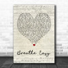 Blue Breathe Easy Script Heart Song Lyric Quote Print