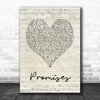 Calvin Harris and Sam Smith Promises Script Heart Song Lyric Quote Print