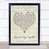 Cilla Black You're My World Script Heart Song Lyric Quote Print
