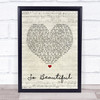 Darren Hayes So Beautiful Script Heart Song Lyric Quote Print