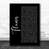 David Guetta & Sia Flames Black Script Song Lyric Quote Print