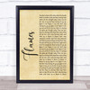 David Guetta & Sia Flames Rustic Script Song Lyric Quote Print