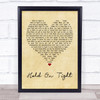 Electric Light Orchestra Hold On Tight Vintage Heart Quote Song Lyric Print