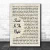 Electric Light Orchestra Sweet Is The Night Song Lyric Vintage Script Print