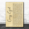 Eli Young Band Crazy Girl Rustic Script Song Lyric Quote Print