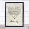 Embrace Gravity Script Heart Song Lyric Quote Print