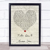 Fate Don't Know You Script Heart Song Lyric Print