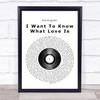 Foreigner I Want To Know What Love Is Vinyl Record Song Lyric Quote Print