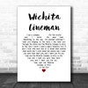 Glen Campbell Wichita Lineman Heart Song Lyric Quote Print