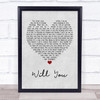 Hazel O'Connor Will You Grey Heart Quote Song Lyric Print