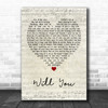 Hazel O'Connor Will You Script Heart Quote Song Lyric Print