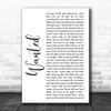 Hunter Hayes Wanted White Script Song Lyric Quote Print
