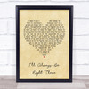 I'll Always Be Right There Vintage Heart Song Print