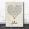 Jen foster She Script Heart Song Lyric Quote Print